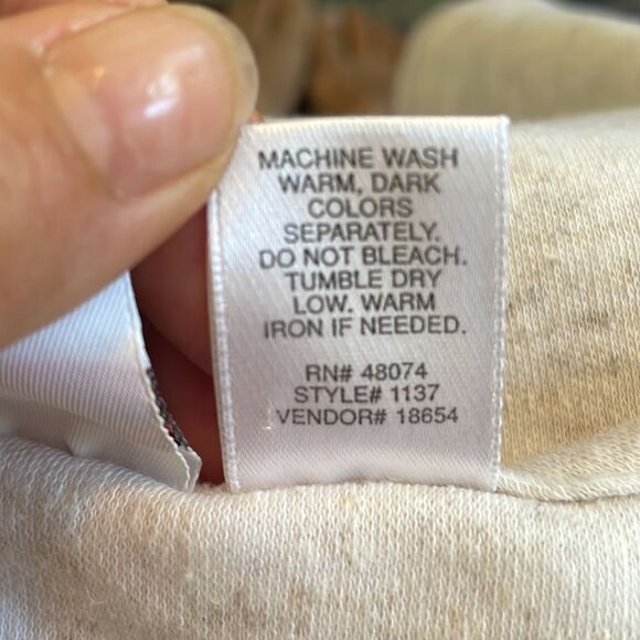 Vtg 80s/90s Units oatmeal colored polyester/cotton/flax 3 button neck tank top - Picture 8 of 8